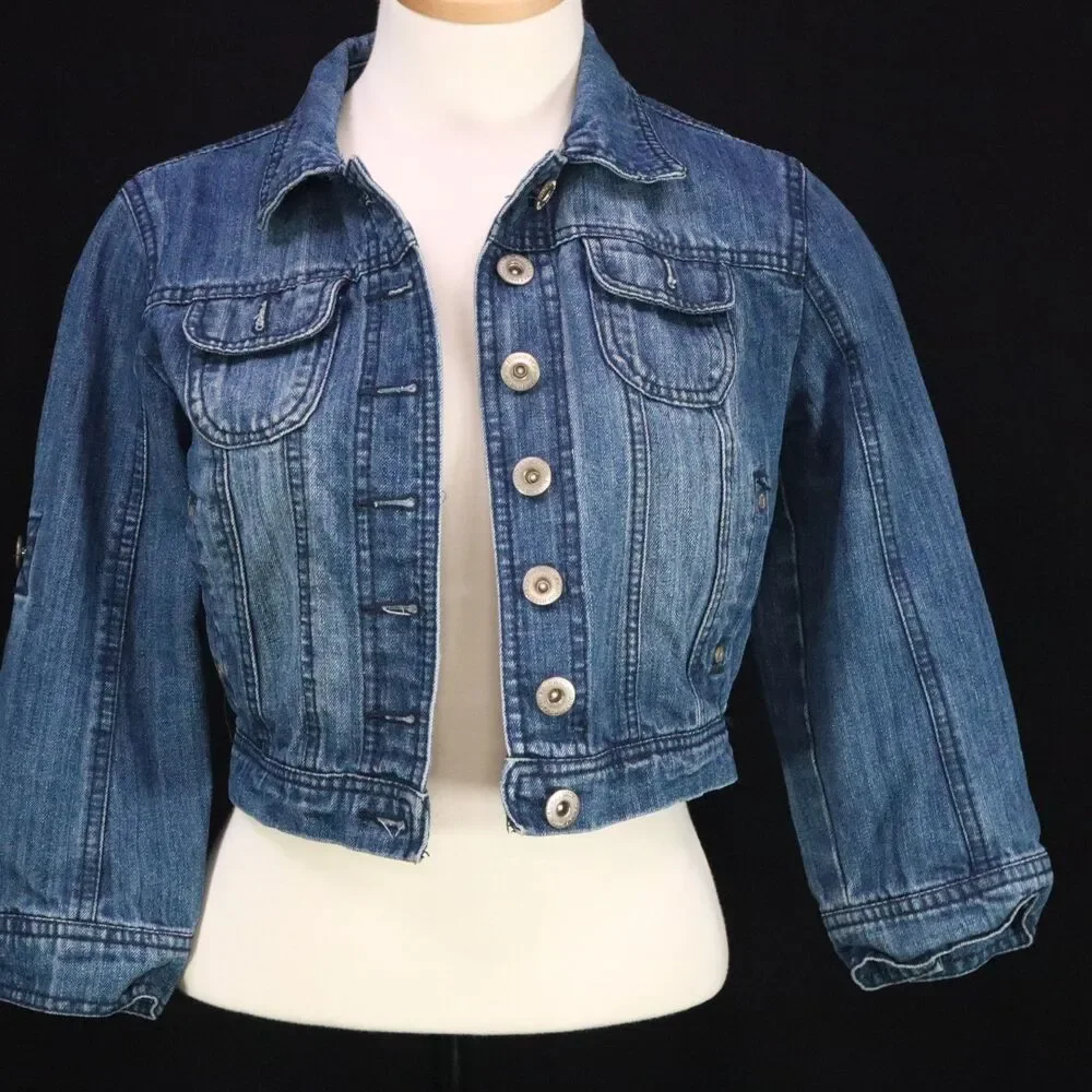 Denim Jacket Highway Jeans Kids Size M Roll Tab Sleeve Pockets